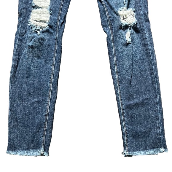 JUST BLACK DENIM DARK WASH DISTRESSED MID RISE SKINNY JEANS SIZE 25 - Picture 3 of 12